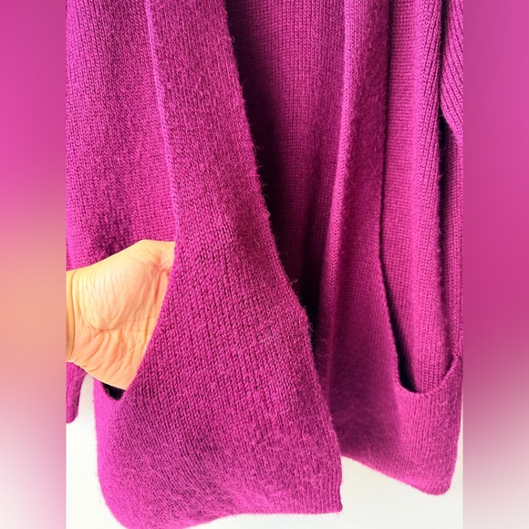Peruvian Link Sweater Womens OS Deep Purple Cardigan Alpaca Cozy Open Soft Work - Picture 5 of 9